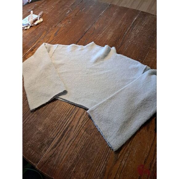 XS Free People Grey Soft Long Sleeve High Neck Cropped Pullover Sweater - Picture 3 of 5